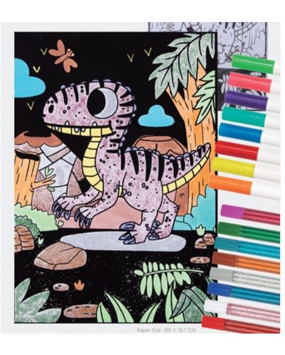 Комплект за оцветяване с кадифе Tooky Toy - динозавър - 3