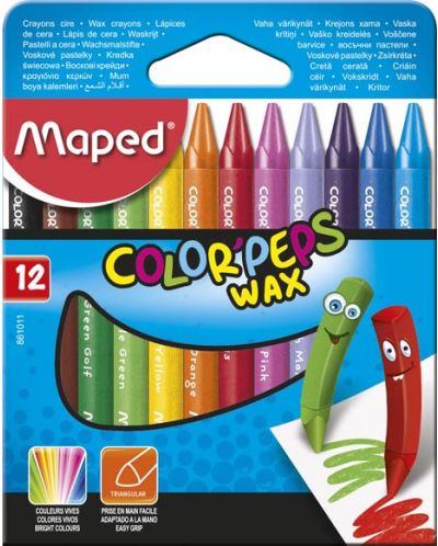 Комплект восъчни пастели Maped Color Peps, 12 цвята - 1