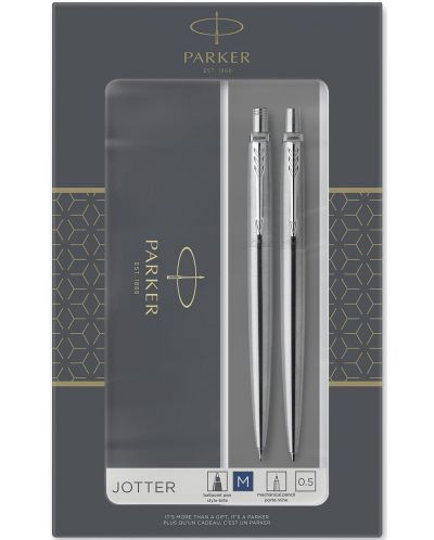 Комплект химикалка Parker Jotter Stainless Steel - С автоматичен молив - 1