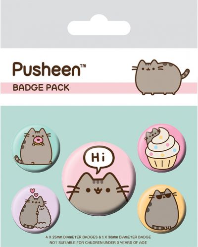 Комплект значки Pyramid Animation: Pusheen - Pusheen Says Hi