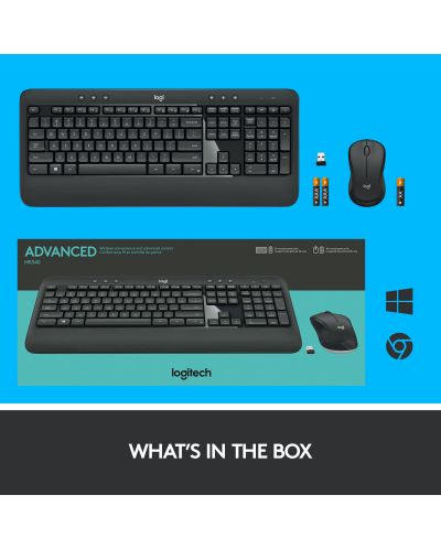 Комплект клавиатура и мишка Logitech - MK540 Advanced, безжичен, черен - 11