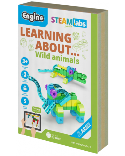Конструктор Engino Steamlabs Junior - Научи за дивите животни - 1