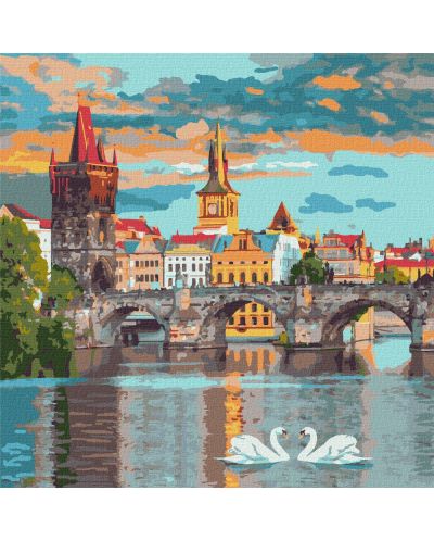 Комплект за рисуване по номера Ideyka - Вечерна Прага, 40 х 40 cm - 1