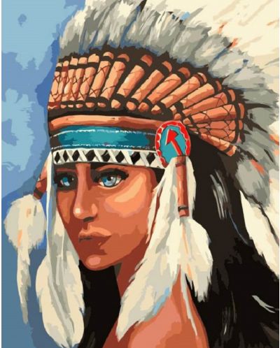 Комплект за рисуване по номера TSvetnoy - Native American girl - 1