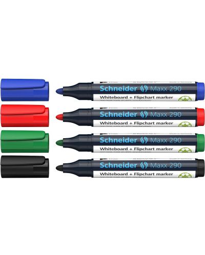 Комплект маркери за бяла дъска Schneider Maxx 290 - 3+1 цвята - 2