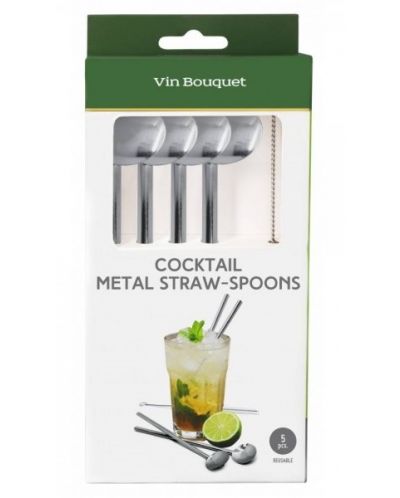 Коктейлни метални сламки с лъжички 2 в 1 Vin Bouquet - 2