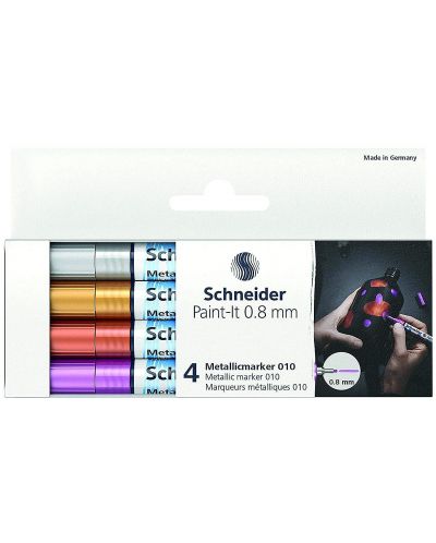 Комплект металически маркери Schneider Paint-It - 010, 0.8 mm, 4 цвята - 2