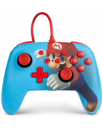 Контролер PowerA -  Enhanced за Nintendo Switch, жичен, Mario Punch - 1