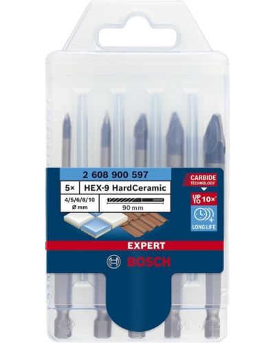 Комплект свредла Bosch - Expert, HEX-9 HardCeramic, 5 части, 9 x Ø5 mm - 1