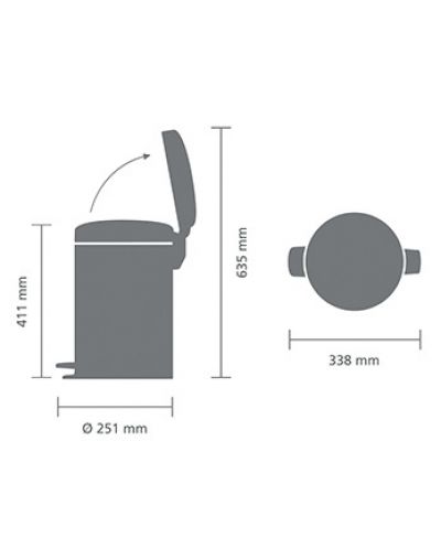 Кош за отпадъци Brabantia - NewIcon, 12 l, Matt Steel - 4