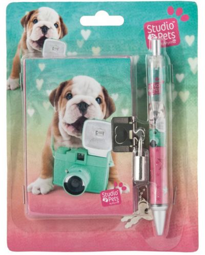 Комплект таен дневник с химикалка Paso Studio Pets - Куче с фотоапарат - 1