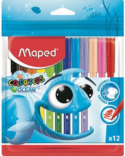 Комплект флумастери Maped Color Peps - Ocean, 12 цвята - 1