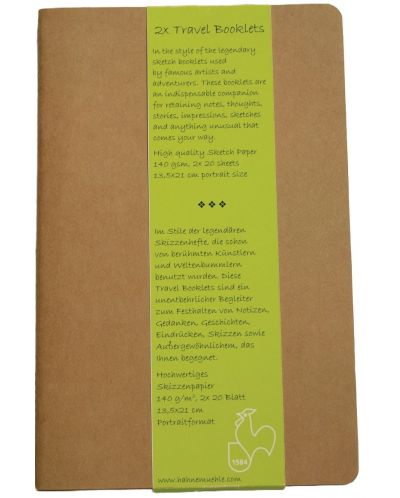 Комплект скицници Hahnemuhle Travel Booklets - 13.5 x 21 cm, 2 броя, 20 листа - 1