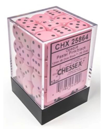 Комплект зарове Chessex Opaque Pastel - Pink/black, 36 броя - 1
