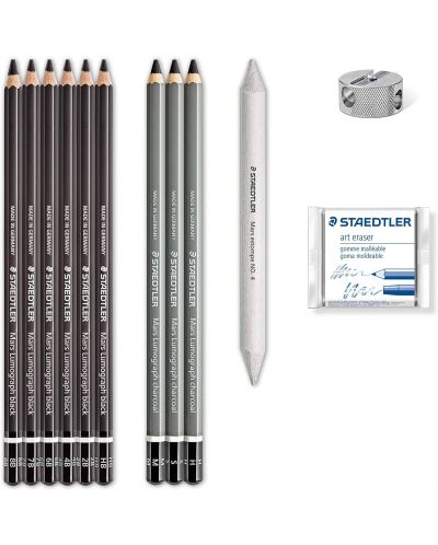 Комплект моливи Staedtler DJ - Charcoal, 12 части - 2