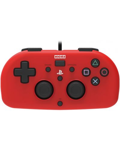 Контролер Hori - Wired Mini Gamepad, червен (PS4) - 1