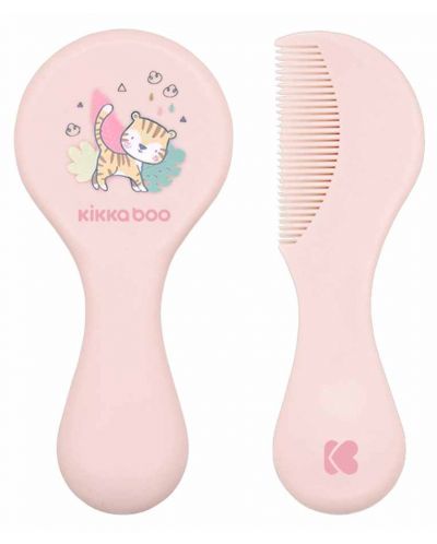 Комплект гребен и четка за коса KikkaBoo Savanna - Pink - 1
