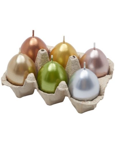 Комплект свещи LCA - Великденски яйца, Metalic Mix, 6 броя - 1