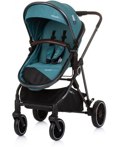Комбинирана бебешка количка Chipolino - Аура, синьо-зелена - 3