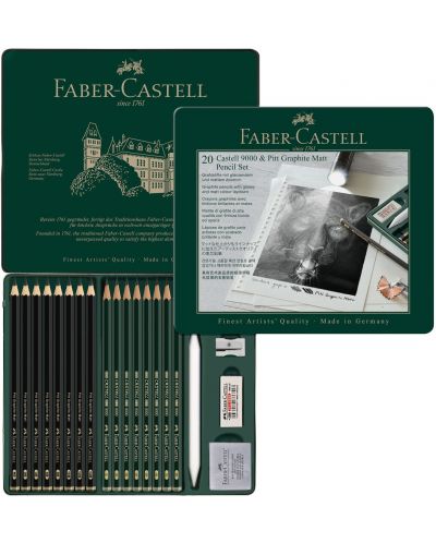 Комплект графитни моливи Faber-Castell Pitt & Castell 9000 - 20 броя - 3