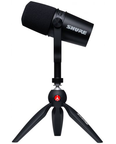 Комплект микрофон и стойка Shure - MV7-K, черен - 2