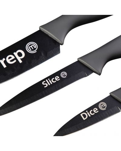 Комплект ножове MasterChef - 3 броя, стомана, PP-TPR, черен - 3