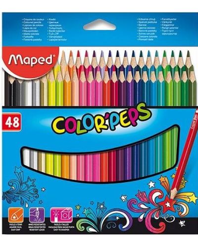 Комплект цветни моливи Maped Color Peps, 48 цвята - 1