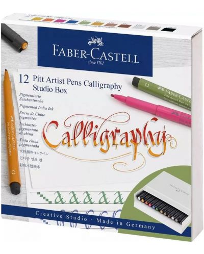 Комплект калиграфски маркери Faber-Castell Pitt Artist - 12 броя - 1