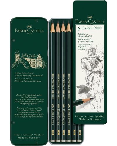 Комплект чернографитни моливи Faber-Castell 9000 - 6 броя - 2