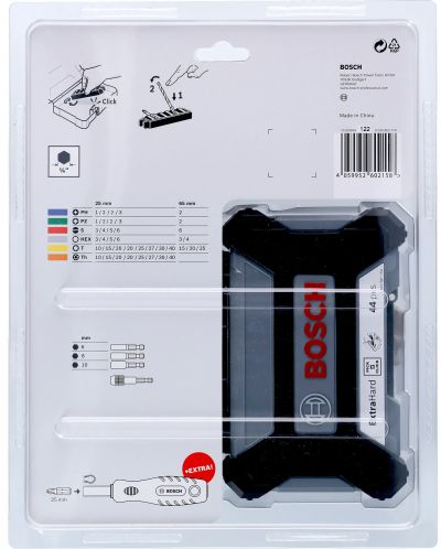 Комплект битове и накрайници Bosch - Еxtra Hard, 44 части, с ръчна отвертка - 4