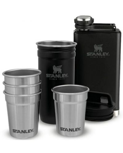 Комплект за шотове Stanley - Pre-Party, манерка, 4 броя чаши, черен - 1