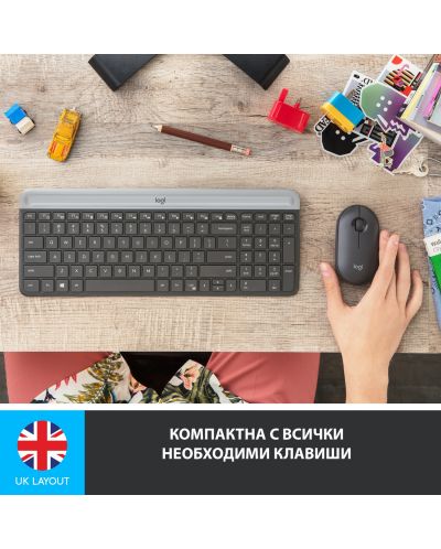 Комплект мишка и клавиатура Logitech - Combo MK470, безжичен, сив - 4