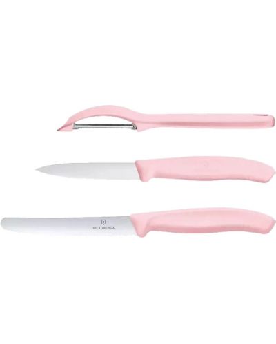 Комплект от 2 ножа и белачка Victorinox - Swiss Classic, Trend Colors, светлорозови - 2
