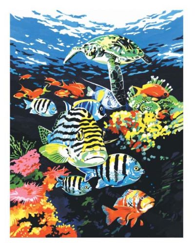 Комплект за рисуване с акрилни бои върху платно Royal - Океански дълбини, 23 х 30 cm - 1