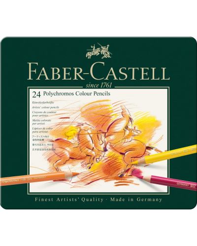 Комплект цветни моливи Faber-Castell Polychromos - 24 цвята - 1