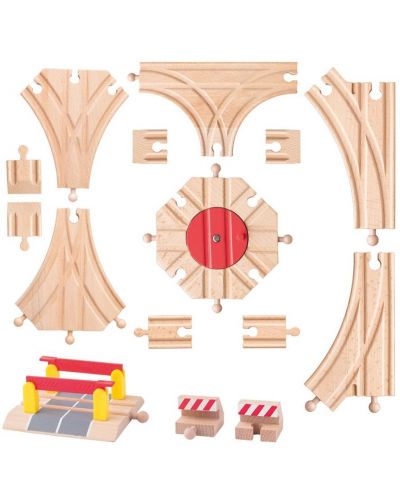 Комплект дървени релси Woody - 15 части - 1