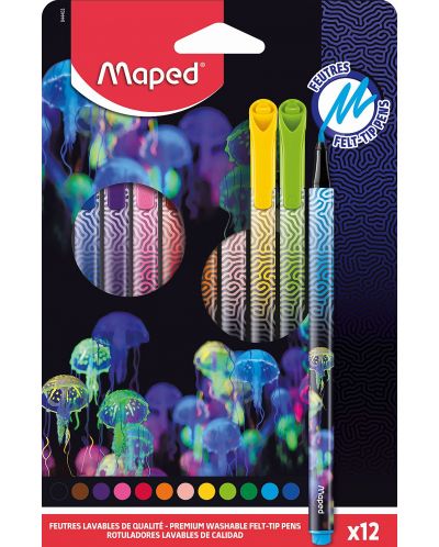 Комплект тънкописци Maped Deepsea Paradise - 0.8 mm, 12 цвята - 1