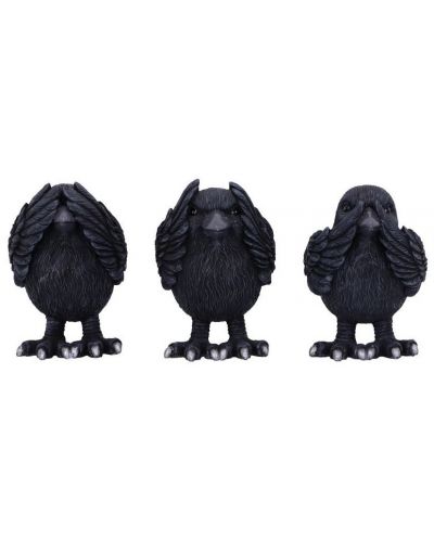 Комплект статуетки Nemesis Now Adult: Humor - Three Wise Ravens, 8 cm - 1