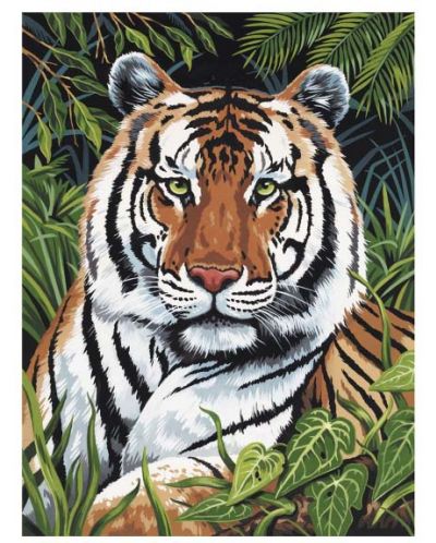 Комплект за рисуване с акрилни бои върху платно Royal - Тигри, 23 х 30 cm - 1