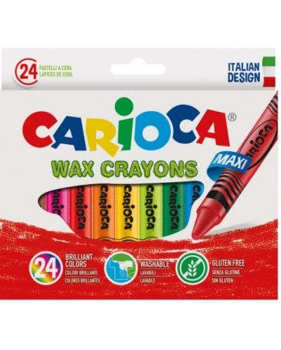 Комплект измиваеми пастели Carioca - Wax crayons, 24 цвята - 1