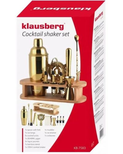 Комплект за коктейли Klausberg - KB 7583, 17 части, златист - 3