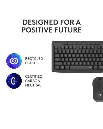 Комплект мишка и клавиатура Logitech - MK295, безжичен, черен - 9