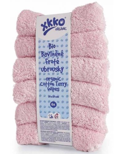 Комплект хавлиени кърпи от памук Xkko - Baby Pink, 21 х 21 cm, 6 броя - 1