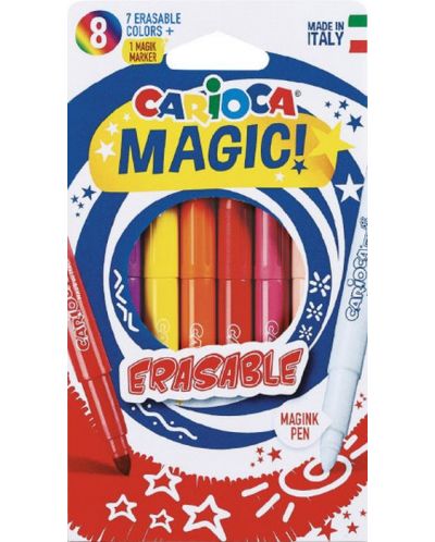 Комплект флумастери Carioca Magic - 7 цвята + 1 изтриващ - 1