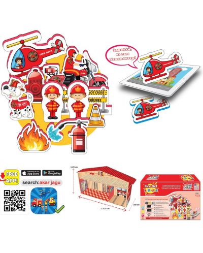Комплект говорещи играчки Jagu - Пожарна и къща, 13 части - 2