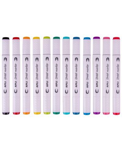 Комплект двувърхи маркери Apli - 12 цвята - 2