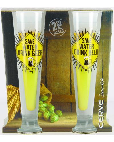 Комплект от 2 чаши за бира Cerve - Save water, 380 ml - 2