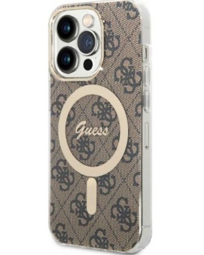 Калъф и зарядно Guess - 4G MagSafe, iPhone 14 Prо, кафяв - 2