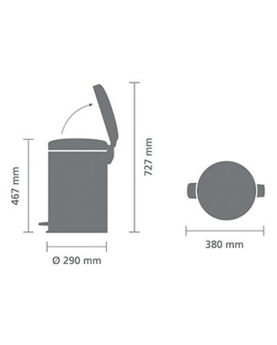 Кош за отпадъци Brabantia - NewIcon, 20 l, Matt Black - 6