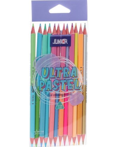 Комплект двувърхи цветни моливи Junior - Ultra Pastel, 12 броя - 1